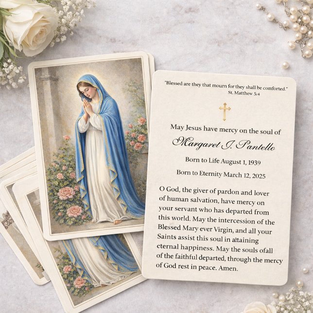 Mary Praying Catholic Funeral Memorial Holy Card - Visitenkarte (Von Creator hochgeladen)