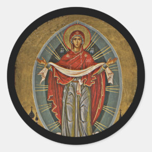Mary Protector Theotokos Runder Aufkleber