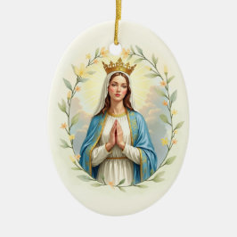 Mary Queen of Heaven God's Peace and Blessings Keramik Ornament