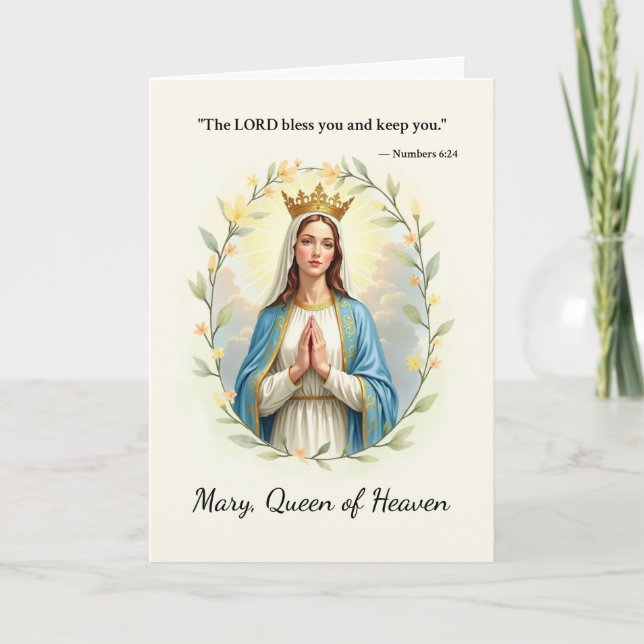 Mary Queen of Heaven God's Peace and Sessings Karte (Vorderseite)