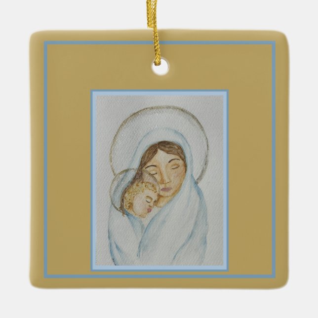 Mary’s Mantle & Child Christmas Keramikornament (Vorderseite)