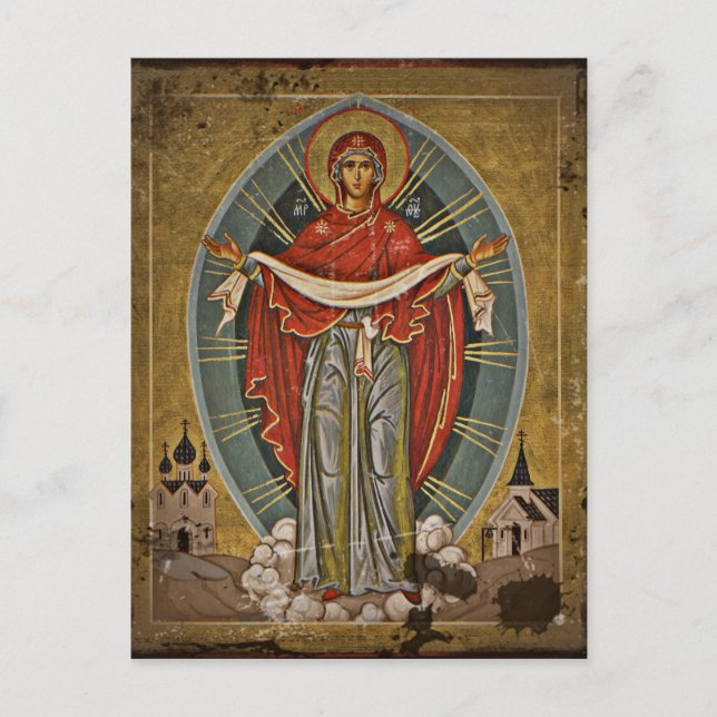 Mary the Protector Theotokos Postkarte (Vorderseite)
