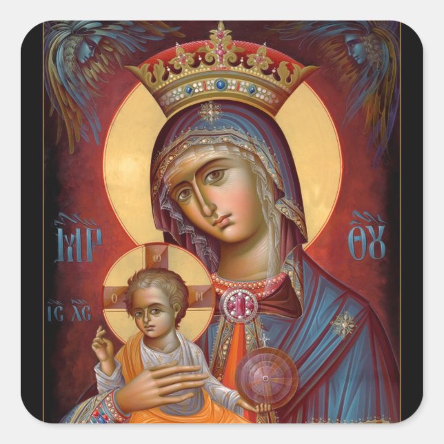 Mary - THEOTOKOS Quadratischer Aufkleber (Vorderseite)
