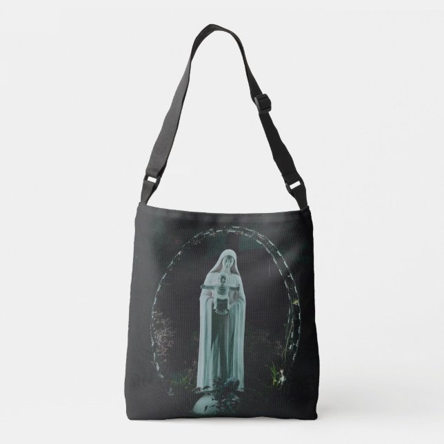 Mary und Baby Jesus Christlich Tragetaschen Mit Langen Trägern (Rückseite)