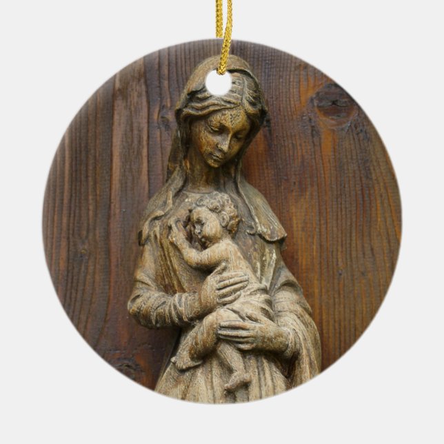 Mary und Baby Jesus Keramikornament (Vorne)