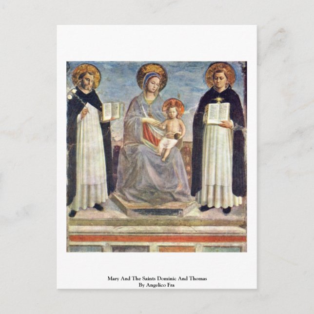 Mary und die Heiligen Dominic und Thomas Postkarte (Vorderseite)
