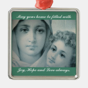 Mary und Jesus Silbernes Ornament
