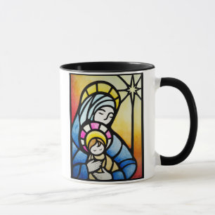 Mary und Jesus verklebten die Glass-Tasse Tasse