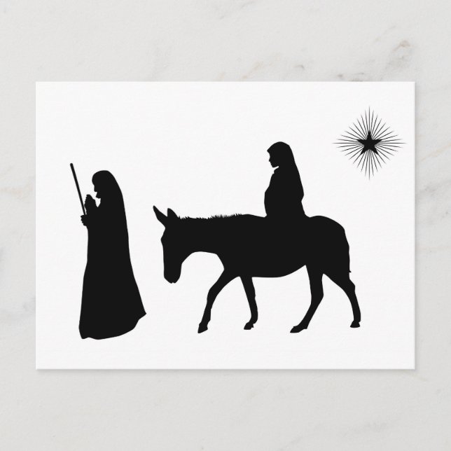 Mary und Joseph Silhouette Postkarte (Vorderseite)