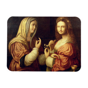 Mary und Martha (Öl auf Platte) Magnet