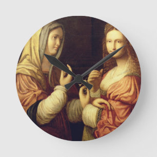 Mary und Martha (Öl auf Platte) Runde Wanduhr