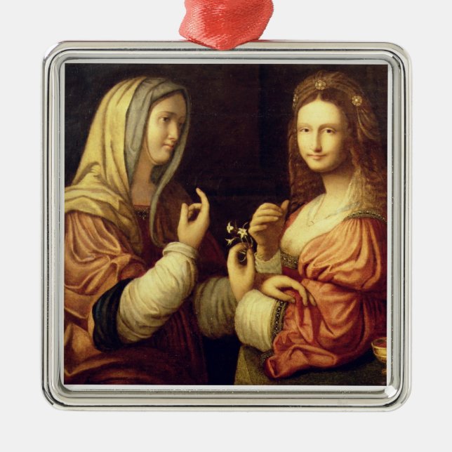 Mary und Martha (Öl auf Platte) Silbernes Ornament (Vorne)