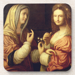 Mary und Martha (Öl auf Platte) Untersetzer