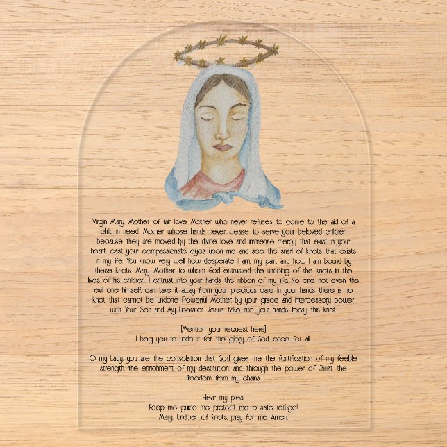 Mary Undoer of Knowleylic Prayer Card Acryleinladungen (Vorderseite)