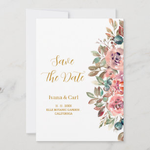 MARY Watercolor Rose Emerald Green Save The Date
