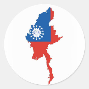 Maryanmar Burma-Länderflagge Gestalt Silhouette Runder Aufkleber
