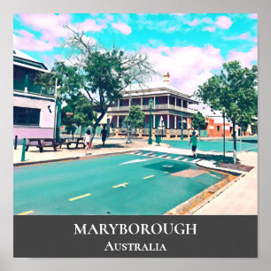 Maryborough Australien Landtown Vintage Reise Poster