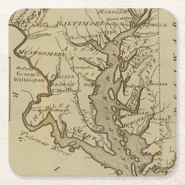 Maryland 5 rechteckiger pappuntersetzer (Vorderseite)