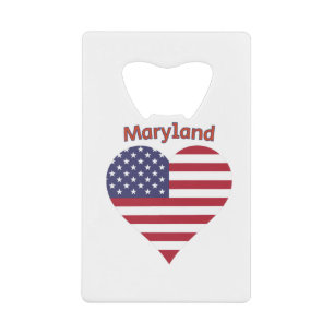 Maryland Amerikanische Flagge Herz Geldbeutel Flaschenöffner