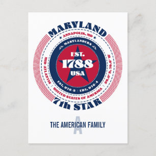 Maryland, Annapolis, MD, Patriotic, Monogram Postkarte