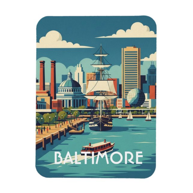 Maryland Baltimore Inner Harbor Reise Magnet (Vertikal)