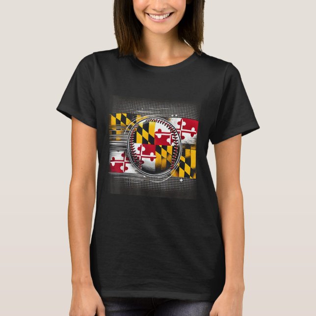 Maryland Baseball Player Design mit State Flag Ar T-Shirt (Vorderseite)