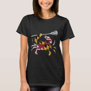 Maryland Blue Crab Lacrosse Lover T-Shirt Flag Mar