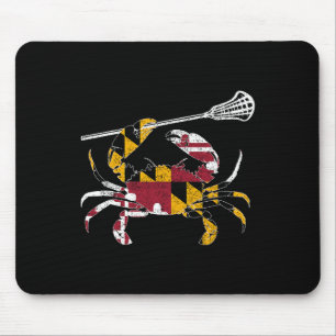 Maryland Blue Crab Lacrosse Lover T-Shirt Flag Mar Mousepad