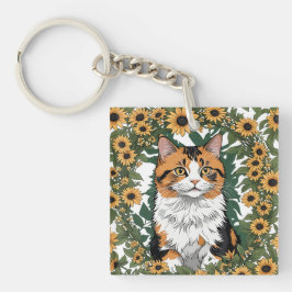 Maryland Calico Cat And Black Eyed Susan Flowers 2 Schlüsselanhänger