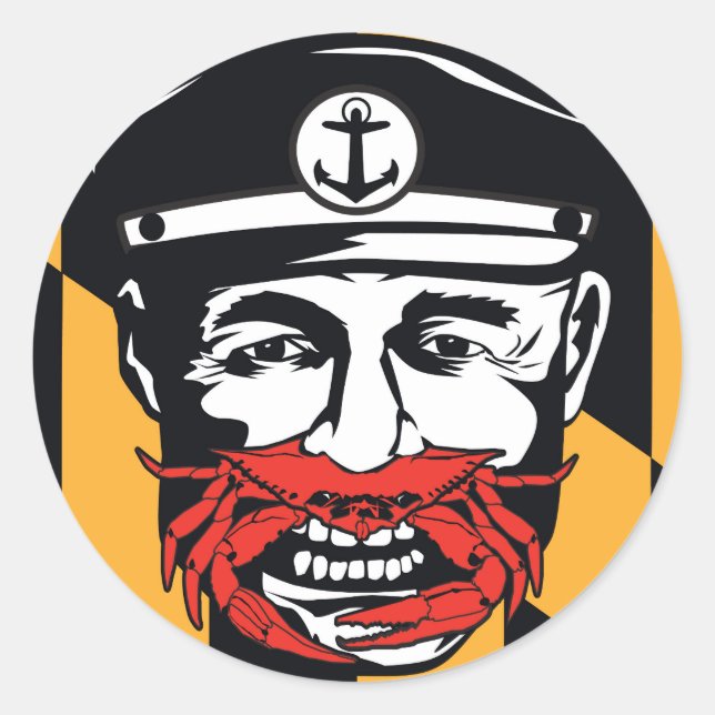 Maryland Captain Crab Runder Aufkleber (Vorderseite)