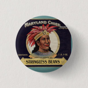 Maryland Chief Stringless Beans Label der 1930er J Button