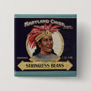 Maryland Chief Stringless Beans Label der 1930er J Button