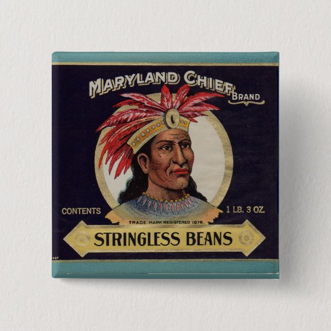 Maryland Chief Stringless Beans Label der 1930er J Button (Vorderseite)