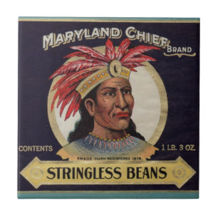 Maryland Chief Stringless Beans Label der 1930er J Fliese