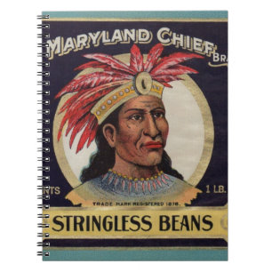 Maryland Chief Stringless Beans Label der 1930er J Notizblock