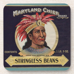Maryland Chief Stringless Beans Label der 1930er J Untersetzer