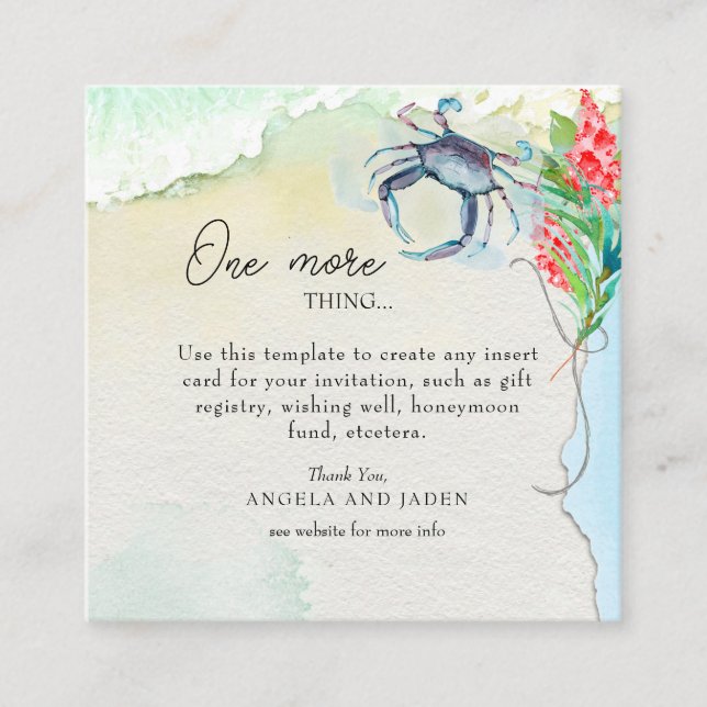 Maryland Crab Coastal Wedding Begleitkarte (Vorderseite)