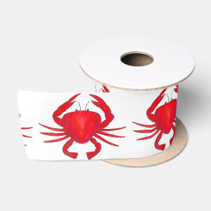 Maryland Crab Red Crabs Crabby Beach Ribbon Satinband