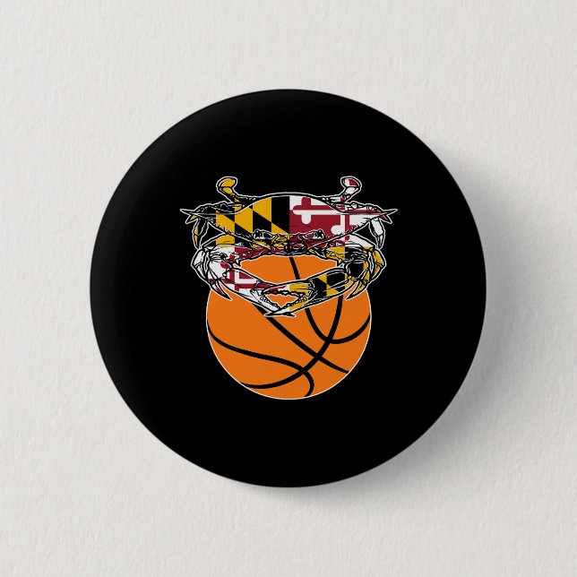Maryland Crab Staatsstolz Flag Gift - Bysketbyll A Button (Vorderseite)