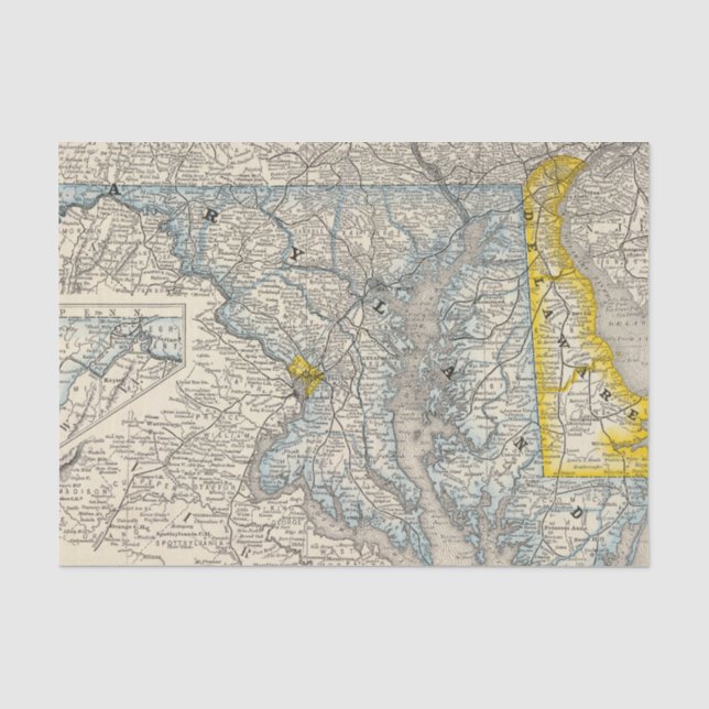 Maryland, DC und Delaware Seidenpapier (Vorderseite)