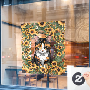 Maryland Dreifarbenkatze und Schwarzaugen-Susanne- Fensteraufkleber