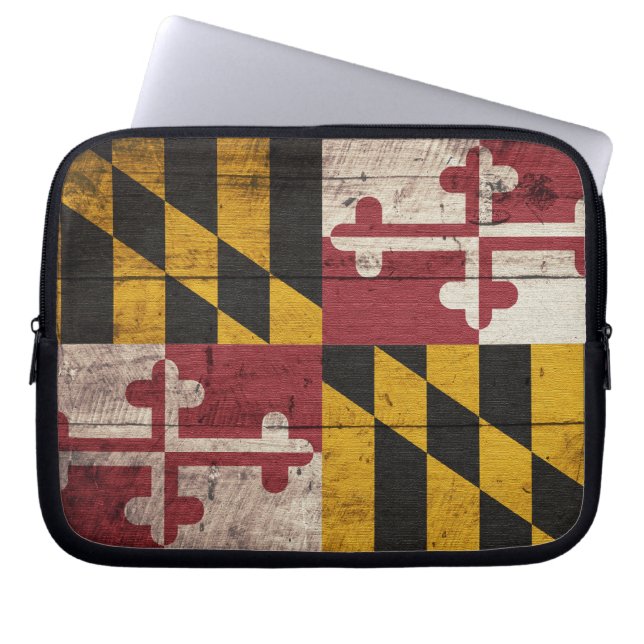 Maryland-Fahne aus altem Holz Laptopschutzhülle (Vorderseite)