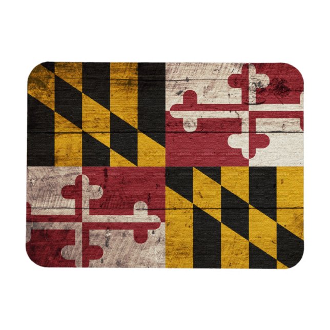 Maryland-Fahne aus altem Holz Magnet (Horizontal)