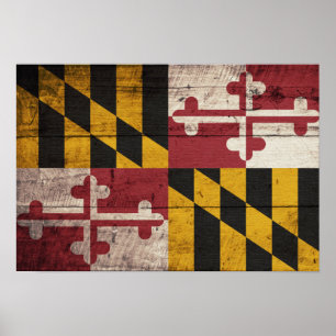 Maryland-Fahne aus altem Holz Poster