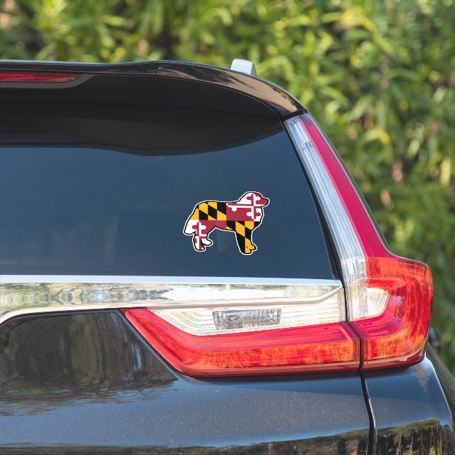 Maryland Flag Bernese Mountain Dog Silhouette Aufkleber (Auto Seite)