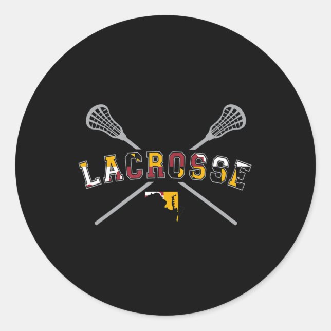 Maryland Flag Lacrosse Boys  Mens College LAX Stic Runder Aufkleber (Vorderseite)
