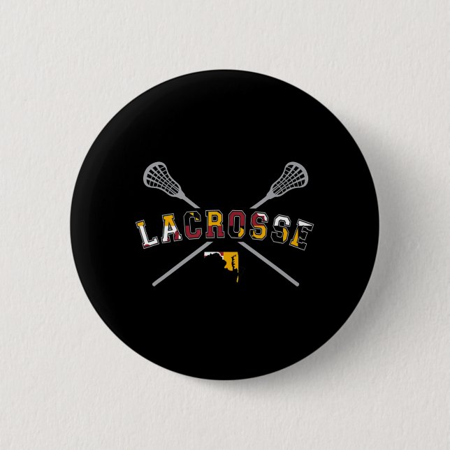 Maryland Flag Lacrosse Boys Mens Uni LAX Stic Button (Vorderseite)
