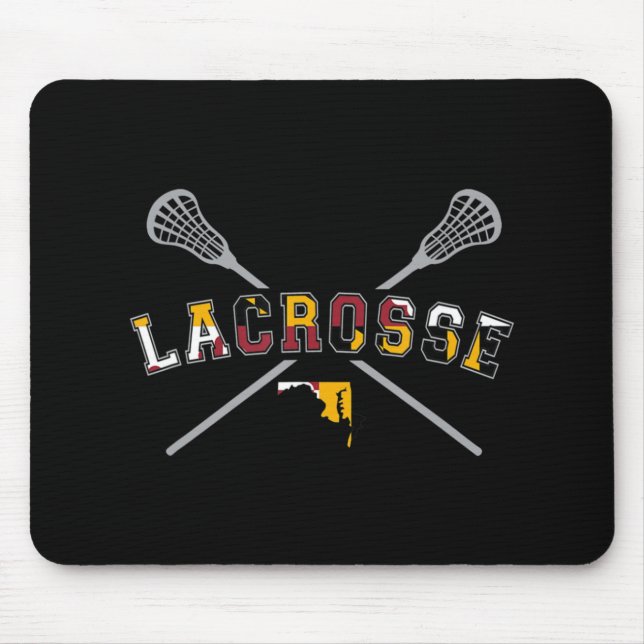 Maryland Flag Lacrosse Boys Mens Uni LAX Stic Mousepad (Vorne)