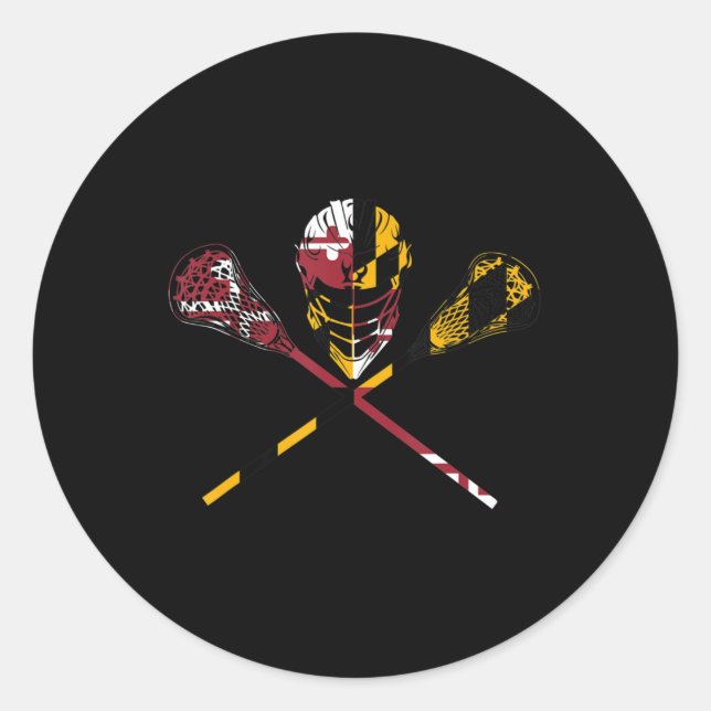 Maryland Flag Lacrosse Boys Men's Women's Uni Runder Aufkleber (Vorderseite)