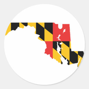 Maryland Flag Map Runder Aufkleber